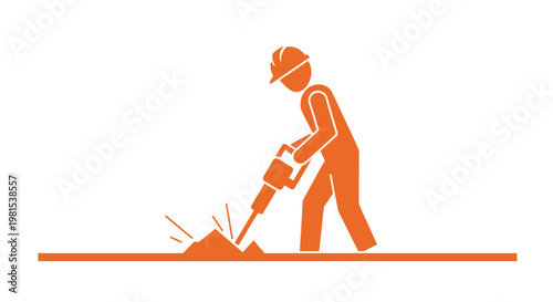 Man using jackhammer on ground.