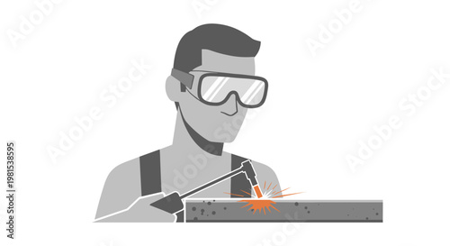 Man wearing safety glasses welding.