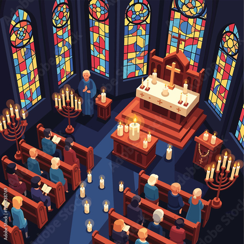 People sitting in a church pew.