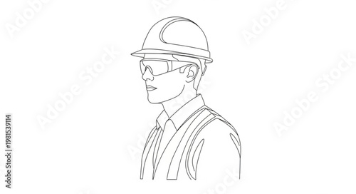 Illustration of a construction worker wearing safety gear.
