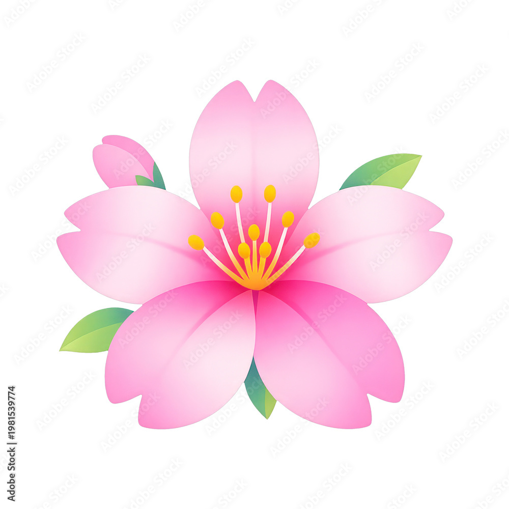 Fototapeta premium PNG Vibrant cherry blossom illustration.