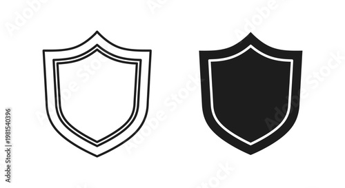 Minimalist shield icons in outline and solid black styles for security, data protection, and corporate safety branding