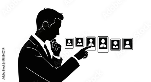 Silhouette of businessman holding gun vector illustration design