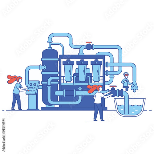Industrial Water Filtration System Operation.