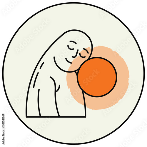 Serene Person Embracing Warmth and Light Symbol.