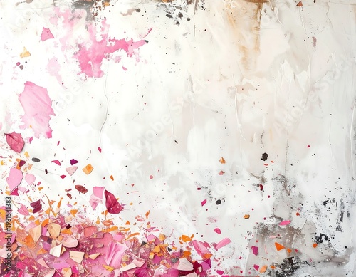 ROMANTIC FLORAL BACKGROUND FEATURING SOFT PINK PAINT SPLASHES