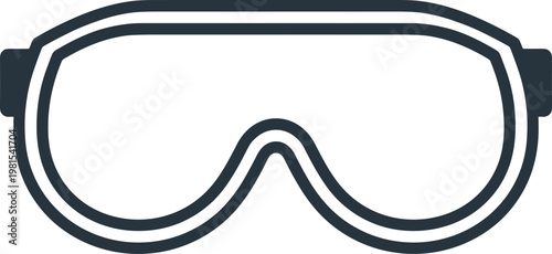 Safety goggles icon illustration representing laboratory protection, science equipment, medical safety gear, chemistry experiment protection, healthcare standards, minimal flat design isolated