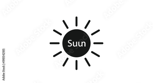 Black Sun Icon with Rays and Text "Suun" on White Background