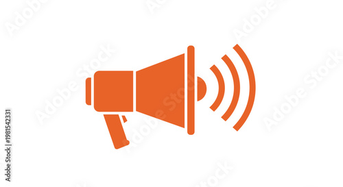 Megaphone with sound waves.