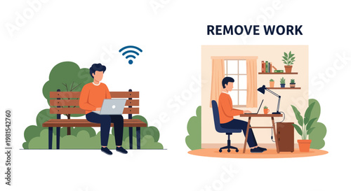 Remote Work Comparison: Outdoor Park vs. Indoor Office Setup