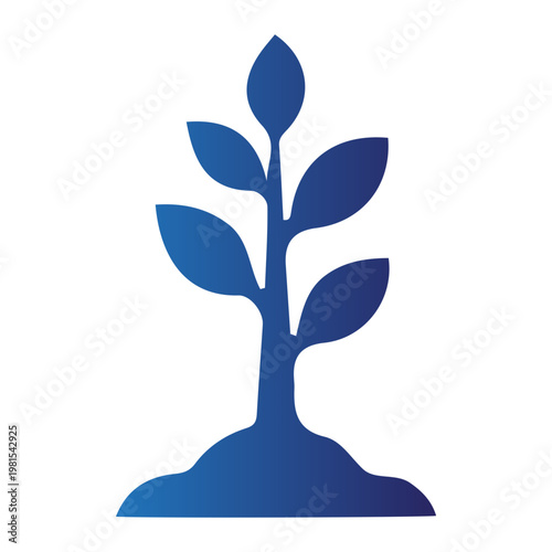 Clean graphic icon depicting a young plant sprout growing from the earth, symbolizing natural growth, new beginnings, sustainable development, and the vitality of life in nature