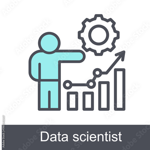Data Scientist Blue Vector Icon On White Background
