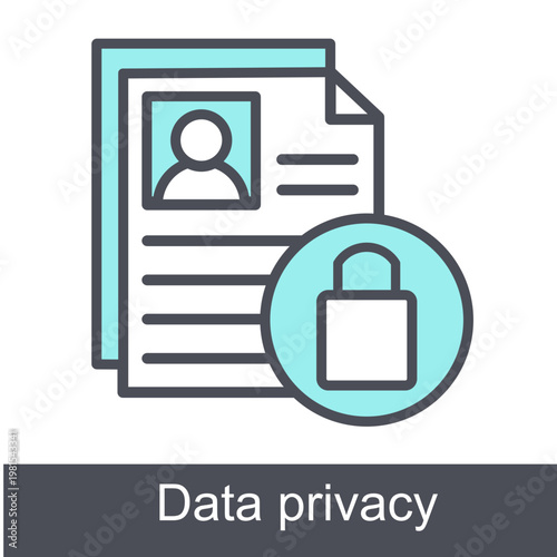 Data Privacy Blue Vector Icon On White Background
