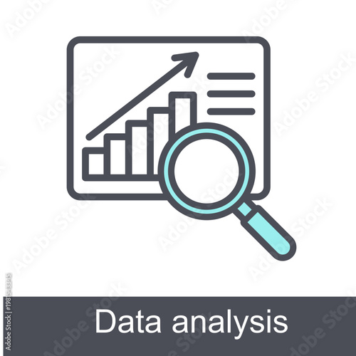 Data Analysis Blue Vector Icon On White Background

