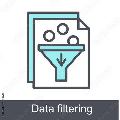 Data Filtering Blue Vector Icon On White Background
