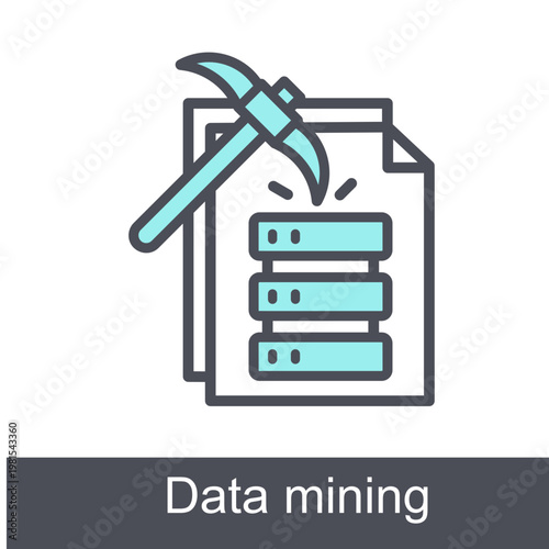 Data Mining Blue Vector Icon On White Background
