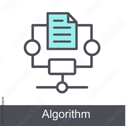 Algorithm Blue Vector Icon On White Background
