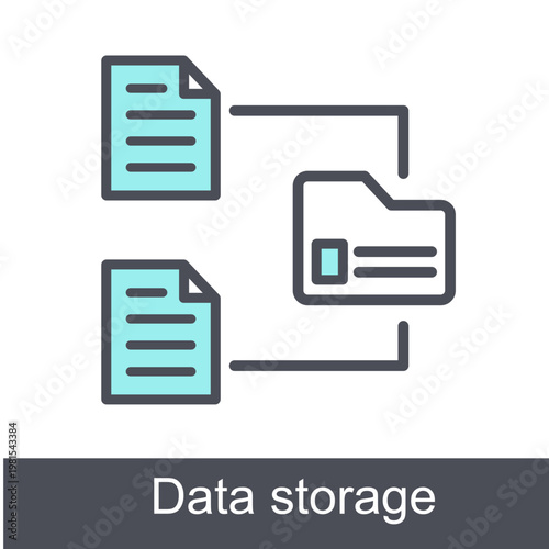 Data Storage Blue Vector Icon On White Background
