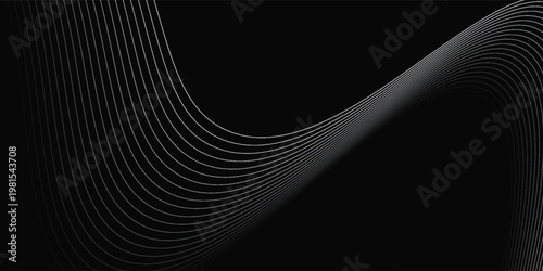 The black background features thin, curved lines in gold and white that run horizontally, giving the image a luxurious and slightly moving look. This piece feels elegant and easy on the eyes