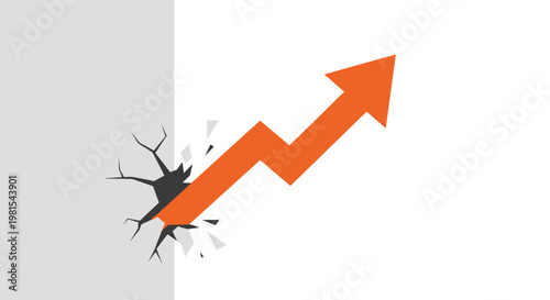 Orange arrow breaking through wall.