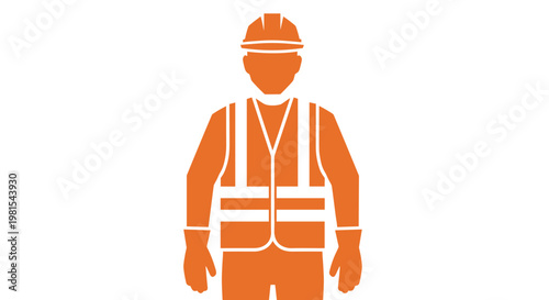 Orange Construction Worker Icon.