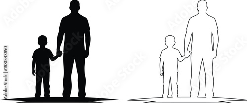 Silhouette Illustration Of Adult Holding Child Hand In Two Styles