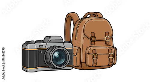 Vintage Camera and Brown Backpack - Travel Photography Gear