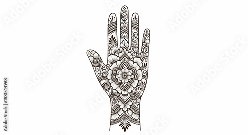 Alevidhanu mehndi design on a hand with intricate patterns and ornate details