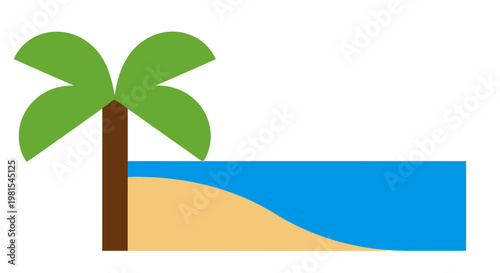 Palm Tree on Sandy Beach.