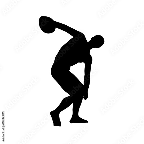 silhouette of athlete trowing discus.