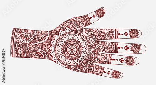 Traditional alevidhanu henna designs adorn a hand for a cultural event