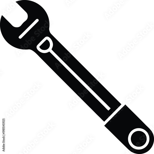 Torque Wrench silhouette vector art illustration and minimal black and white design