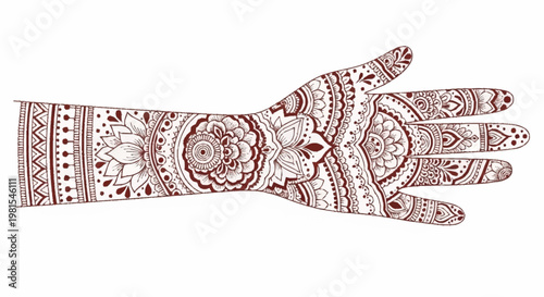 Aleevidhanu henna design on a woman's hand with intricate patterns