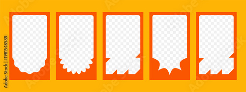 Stylish social media post or publication Template set. Bold geometric Frame and y2k elements. Great for vibrant flyer, poster, or IG story with clean, contemporary look. Vector collage