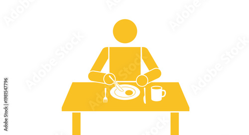 Person sitting at dining table.