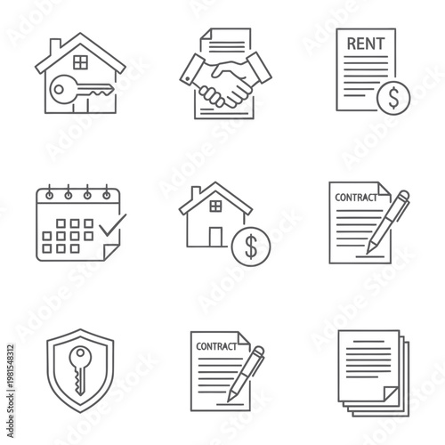 Real estate and property transaction icons