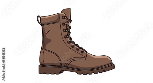 Brown Leather Work Boot With Laces.