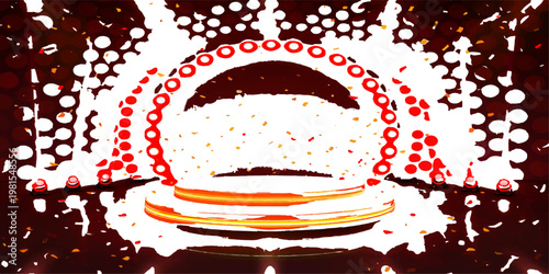 Vector illustration of an abstract scary face designed as a delicious chocolate birthday cake with sweet cream and a cherry for a bakery celebration icon