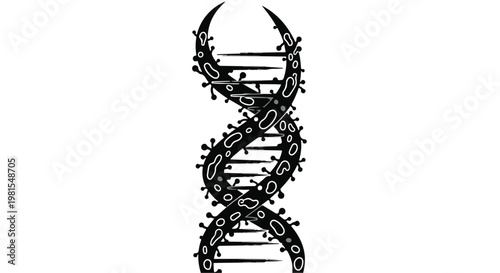 DNA strand exhibits a complex biological structure featuring cellular patterns.