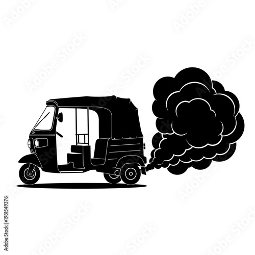 Auto Rickshaw Emitting Exhaust Fumes.