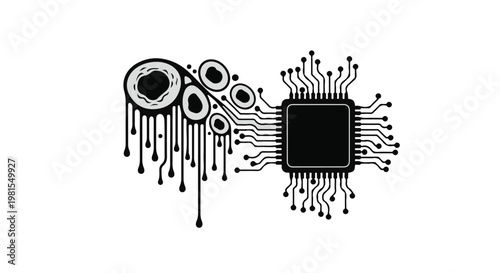Microchip integrated with digital circuits displays a data leak pattern on a clean white background.