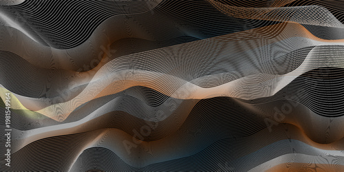 Abstract Wavy Topographic Line Art Background with Earthy Gradients