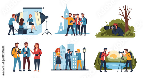 Photographers Capturing Moments: Studio, Travel, Nature, City Scenes