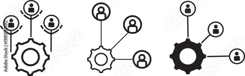 Delegation Technique icons vector, multiple styles illustration.Strategic workplace delegation symbols.
