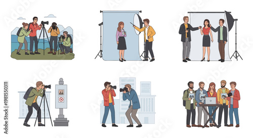 Photography Studio and Outdoor Scenes: Photographers Capturing Moments