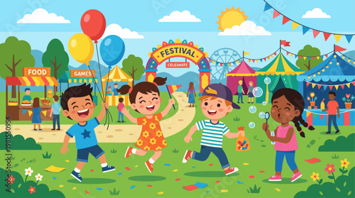 Children celebrate Lag BaOmer with joyful festival fun outdoors