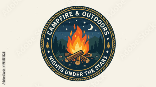 Campers celebrate Lag BaOmer with a bonfire under starry night sky