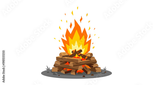 People gather around a large bonfire on Lag BaOmer celebration outdoors