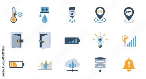 Smart Home Technology Icons: IoT, Connectivity, Data, Security, and More