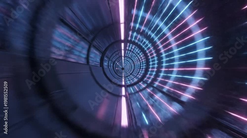 Futuristic Neon Tunnel Warp Speed